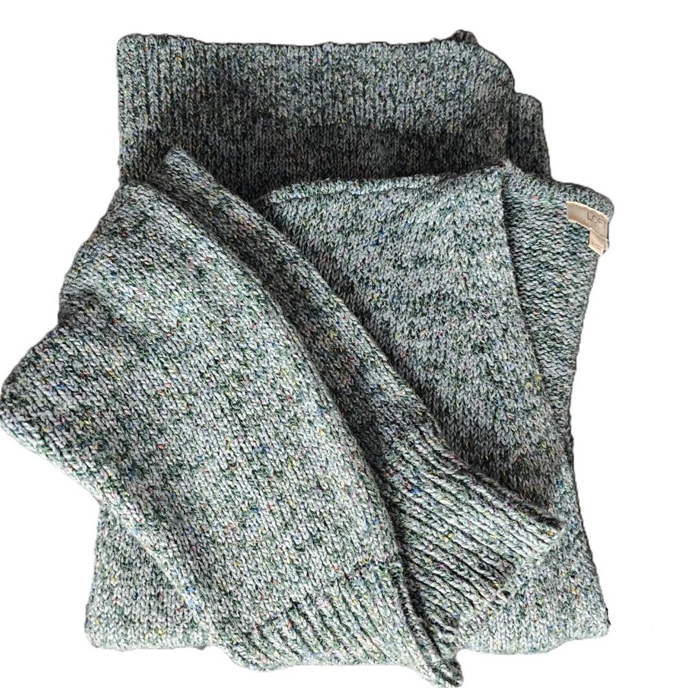 LOFT Chunky Confetti Knit Open Front Cardigan Sweater Green XL - Picture 7 of 9